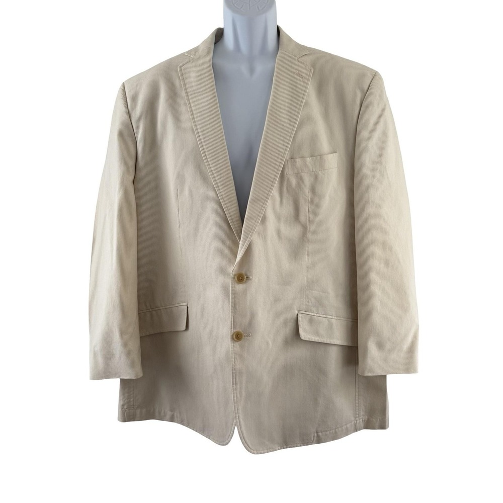 Calvin Klein Cream Pinstripe Cotton Blazer Sport Coat Jacket Men's 46R Coastal - Picture 1 of 16